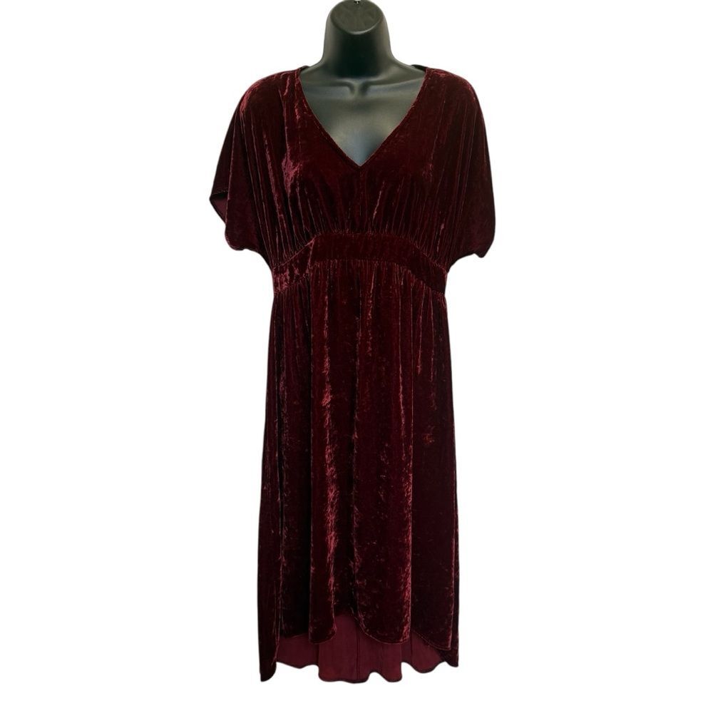 CAbi Grace Tribute Crushed Velvet Dress 3696 Burgandy Sz S
